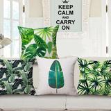 绿色植物叶子棉麻抱枕靠垫美式乡村沙发靠枕床头腰枕