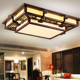 现代中式吸顶灯古典LED长方形客厅餐厅卧室灯具实木羊皮灯饰1325