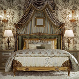 美式做旧双人床实木床软包床欧式卧室1.8米婚床法式雕花豪华大床