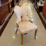 新款科技木餐椅斑马纹黄色木米黄色皮餐厅酒店高端椅子PU皮欧式椅