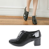 正品韩国代购 女士 单鞋子 尖头 漆皮 中跟 深口 系带 春季 进口