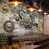 复古怀旧金属齿轮墙纸酒吧咖啡厅网吧大型壁画客厅餐厅书房壁纸