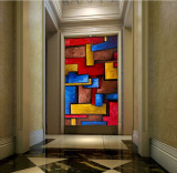 3D立体欧式 无缝油画墙布抽象玄关壁纸 客厅酒店走廊过道墙纸壁画