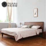 黄金胡桃木床纯实木床1.8米中式复古美式双人床卧室1.5简约现代床