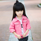 2016秋季新款韩版女童糖果色牛仔外套上衣中小童牛仔外套
