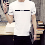 夏季小码男士棉T恤韩版紧身短袖半袖潮男修身短款S号社会青年体恤