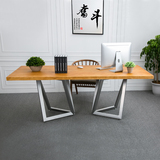 美式铁艺实木办公电脑桌工业风书桌设计师简约现代创意工作会议桌