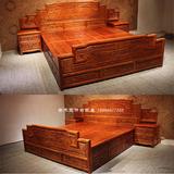 1.5米1.8米实木双人床中式木板床仿古带抽屉储物婚床榆木儿童大床