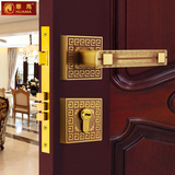 华马锁业欧式复古纯铜大门锁全铜房门锁室内卧室实木门锁分体门锁