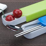 创意便携式餐具304不锈钢筷子糖果盒套装便携式筷子勺子学生2件套