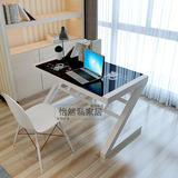 钢化玻璃电脑桌 台式简约家用现代办公桌烤漆写字桌简易学习书桌