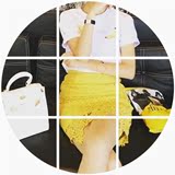 Alice wang新款夏季女装韩版趣味香蕉印花白色t恤女短袖休闲上衣