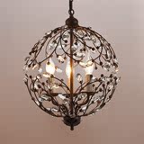 美式复古灯具铁艺树枝水晶吊灯古铜色圆球形个性创意灯具吊灯饰