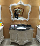 欧式浴室柜红橡木雕花洗手洗漱台盆柜组合落地实木仿古卫浴柜整体
