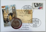 德国 东德 民主德国 1990年 5马克 纪念币 邮币封