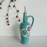 中式复古花卉彩绘陶瓷房用品调料壶油壶 可做干花小花瓶 台面摆件