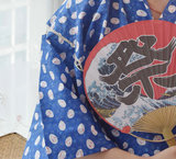 夏季日本短袖和服纯棉布睡衣套装日式女士家居服日系和风甚平玉兔