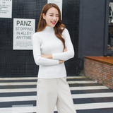 2016韩国纯白色高领毛衣套头女秋冬短款修身内搭针织衫加厚打底衫