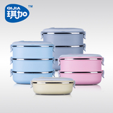 不锈钢保温饭盒日式学生长方形便当盒密封双层三层多层成人提锅汤