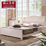 橡木家具全实木床1.5 1.8米双人床婚床现代简约经济型高箱储物床