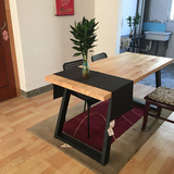 简约现代铁艺实木办公桌会议桌餐桌电脑桌写字台书桌桌子台式长桌