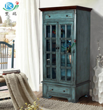 展示柜酒柜美式欧式法式乡村田园地中海仿古做旧实木环保家具特价