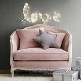 出口美式现代复古布艺沙发 欧式法式粉色实木单人沙发椅 外贸家具