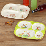 儿童餐盘分格四格盘西餐餐具套装 密胺塑料卡通宝宝婴儿餐盘创意