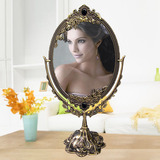 欧式化妆镜 高档复古公主铜法式优雅双面可翻转便携家用镜子