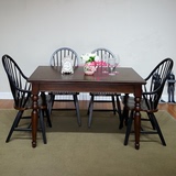 美式乡村实木餐桌椅6人组合饭桌 小户型餐桌整装 欧式长方形橡木