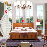 全实木新中式床 简约现代1.8米卧室公主双人床婚床橡木床家具套装