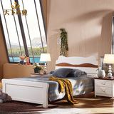 地中海床全实木儿童床双人床白色美式卧室床1.2米婚床欧式公主床