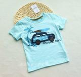 多太郎家 英国订单男童椰树汽车贴布绣花夏季短袖竹节棉T恤0-6岁