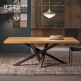 设计师家具北欧书桌简约loft电脑桌铁艺实木餐桌创意办公桌会议桌