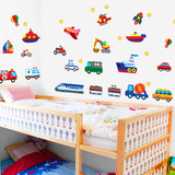 创意儿童房卧室床头背景墙贴画小汽车卡通火车室内装饰自粘墙贴