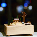 jeancard台湾阿里山火车木质音乐盒八音盒创意礼物送女生生日礼物