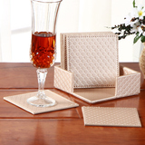 雅皮仕 创意皮革杯垫隔热垫 欧式方形茶托餐桌垫防水碗垫防水定制