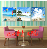 简欧式地中海沙滩贝壳三联画客厅沙发背景墙餐厅水果装饰无框挂画