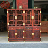 老挝大红酸枝雕花二组合书柜书架储物柜现代中式交趾黄檀书房家具
