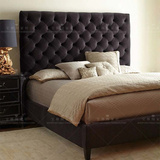 欧式新古典时尚布艺拉扣双人床美式卧室婚床简约北欧高背方床特价