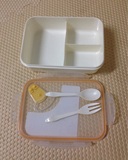 正品三格密封学生饭盒儿童塑料易扣便当盒微波炉三格餐具盒
