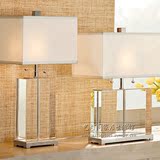 简约现代K9方形水晶台灯透明五金银色台灯客厅卧室水晶床头台灯