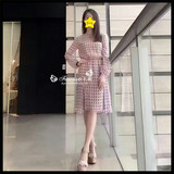 高端定制2016秋款时尚韩版印花气质收腰显瘦长袖连衣裙2M3O624