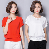 2016夏装新款韩版女装大码短袖雪纺衫夏天女士短款T恤女上衣服