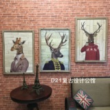 美式乡村创意木质鹿头装饰画咖啡厅酒吧网咖个性家居墙面装饰壁饰