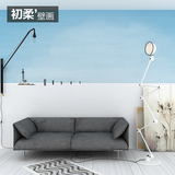 北欧极简艺术壁纸客厅背景墙纸大型无缝定制无纺布壁画蓝天空摄影