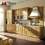 鑫诺伟天 重庆一字型厨房美式厨柜定做 水曲柳实木整体橱柜定制