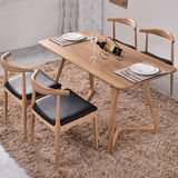 北欧创意白蜡木原木胡桃木色餐桌1.4 日式餐桌椅组合实木餐桌