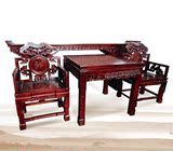 明清古典家具 中式雕花客厅中堂四件套老榆木条案太师椅方桌