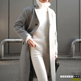韩版宽松显瘦羊绒呢子大衣中长款西装领单排扣加棉加厚毛呢外套女